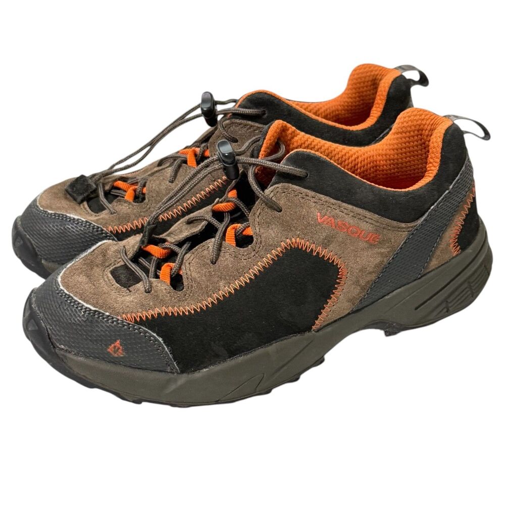 Vasque Juxt 7203 Hiking Trail Shoes 5 Youth/7 Womens Brown Black Orange Bungee